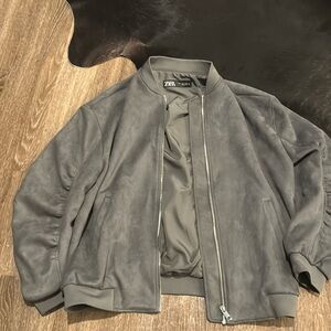 Men’s Zara gray velour bomber